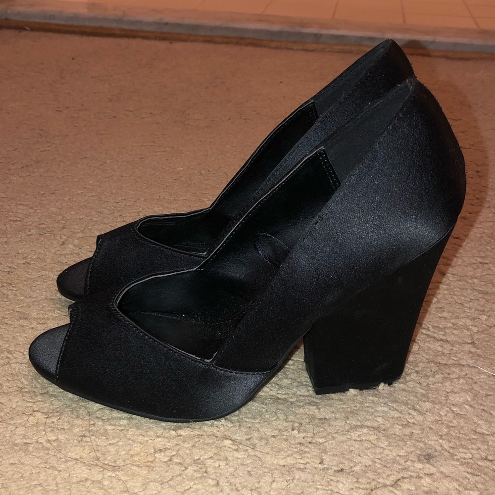 Elegant Black Satin Heels